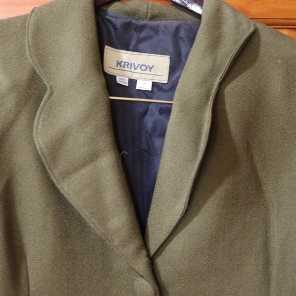 Krivoy Olive Green Wool Blazer Pant Suit Set Vintage Hadesman Style Size 2 - Picture 12 of 16